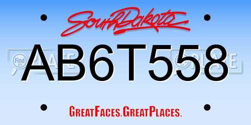 AB6T558 South Dakota License Plate