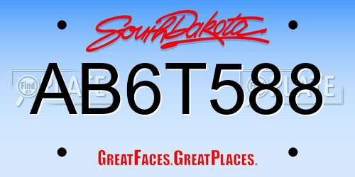 AB6T588 South Dakota License Plate