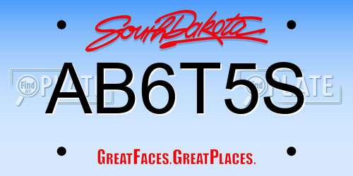AB6T5S South Dakota License Plate