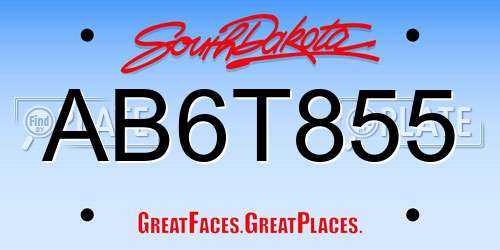 AB6T855 South Dakota License Plate