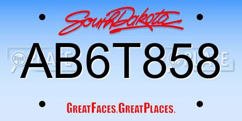 AB6T858 South Dakota License Plate