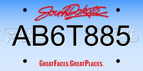 AB6T885 South Dakota License Plate