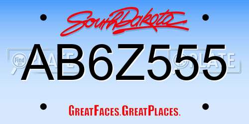 AB6Z555 South Dakota License Plate