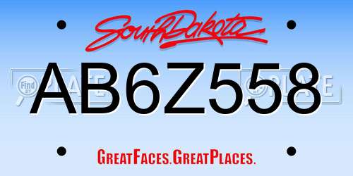AB6Z558 South Dakota License Plate