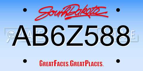 AB6Z588 South Dakota License Plate