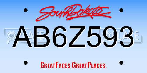 AB6Z593 South Dakota License Plate