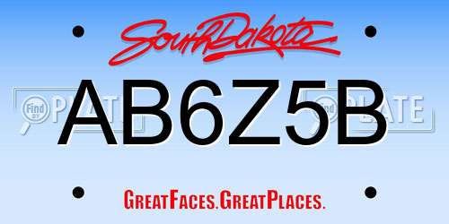 AB6Z5B South Dakota License Plate