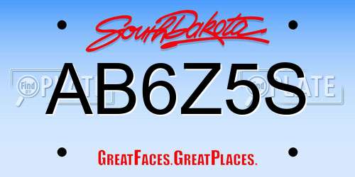 AB6Z5S South Dakota License Plate