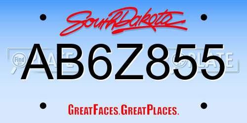 AB6Z855 South Dakota License Plate