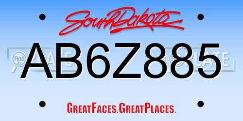 AB6Z885 South Dakota License Plate