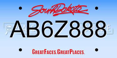 AB6Z888 South Dakota License Plate