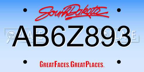 AB6Z893 South Dakota License Plate