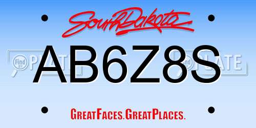 AB6Z8S South Dakota License Plate