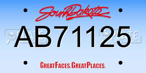AB71125 South Dakota License Plate