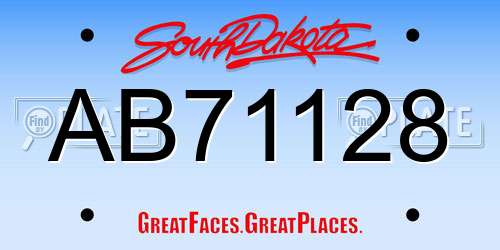 AB71128 South Dakota License Plate