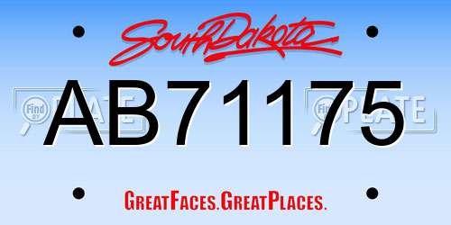 AB71175 South Dakota License Plate