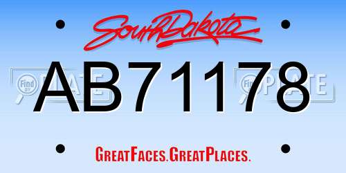 AB71178 South Dakota License Plate