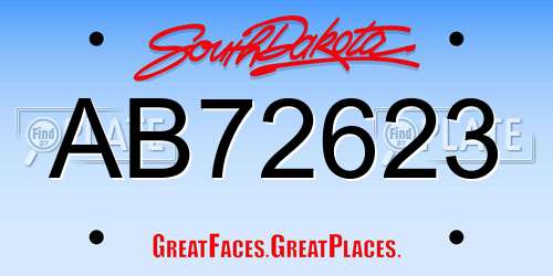 AB72623 South Dakota License Plate