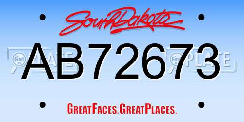 AB72673 South Dakota License Plate