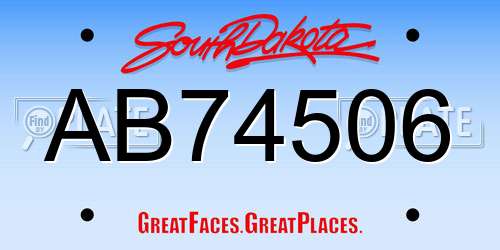 AB74506 South Dakota License Plate