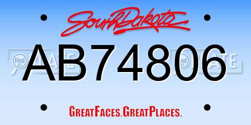 AB74806 South Dakota License Plate