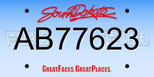AB77623 South Dakota License Plate