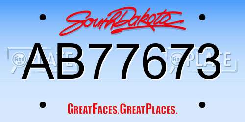 AB77673 South Dakota License Plate