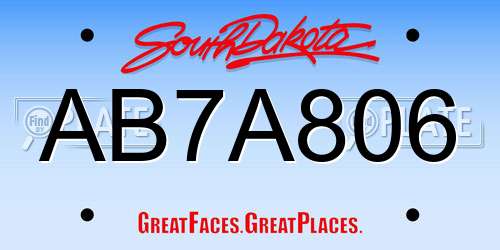 AB7A806 South Dakota License Plate