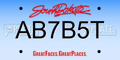 AB7B5T South Dakota License Plate