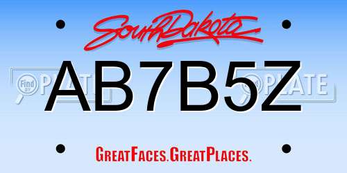 AB7B5Z South Dakota License Plate