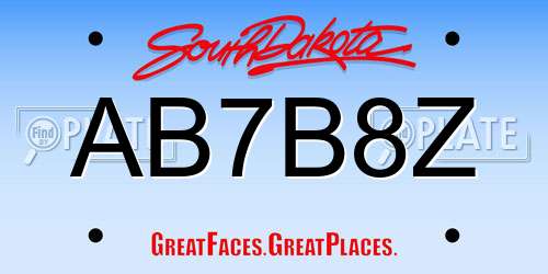 AB7B8Z South Dakota License Plate