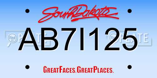 AB7I125 South Dakota License Plate