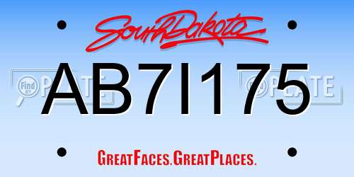 AB7I175 South Dakota License Plate