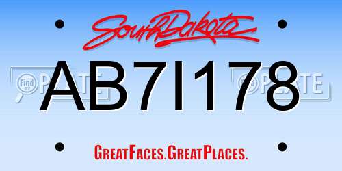 AB7I178 South Dakota License Plate