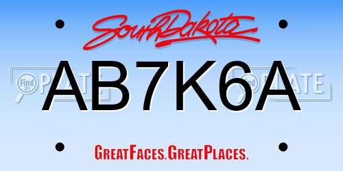 AB7K6A South Dakota License Plate