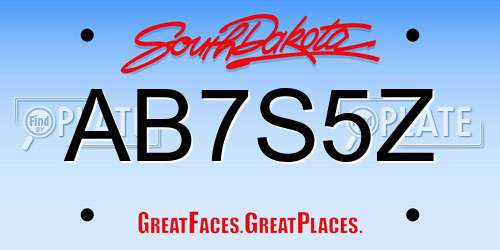 AB7S5Z South Dakota License Plate