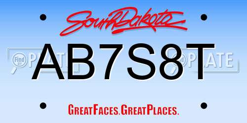 AB7S8T South Dakota License Plate