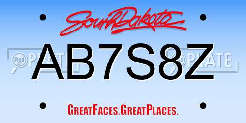 AB7S8Z South Dakota License Plate