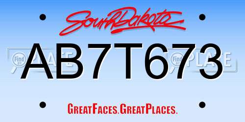 AB7T673 South Dakota License Plate