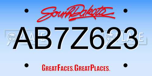 AB7Z623 South Dakota License Plate