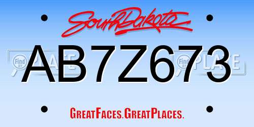 AB7Z673 South Dakota License Plate