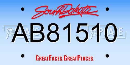 AB81510 South Dakota License Plate