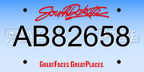 AB82658 South Dakota License Plate
