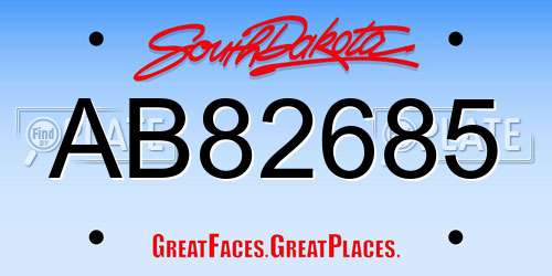 AB82685 South Dakota License Plate
