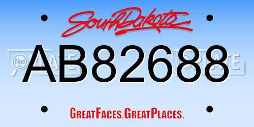 AB82688 South Dakota License Plate