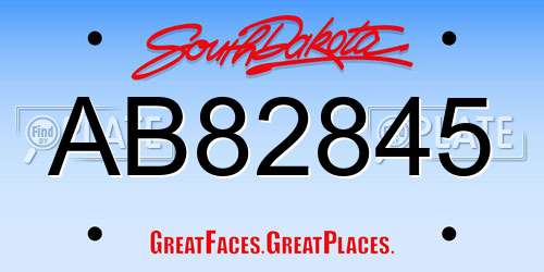 AB82845 South Dakota License Plate