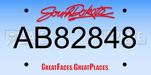 AB82848 South Dakota License Plate
