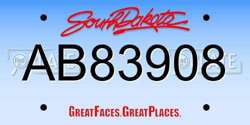 AB83908 South Dakota License Plate