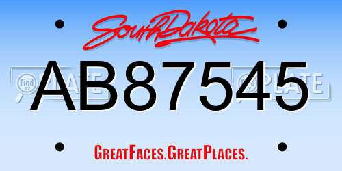 AB87545 South Dakota License Plate