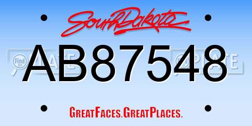 AB87548 South Dakota License Plate